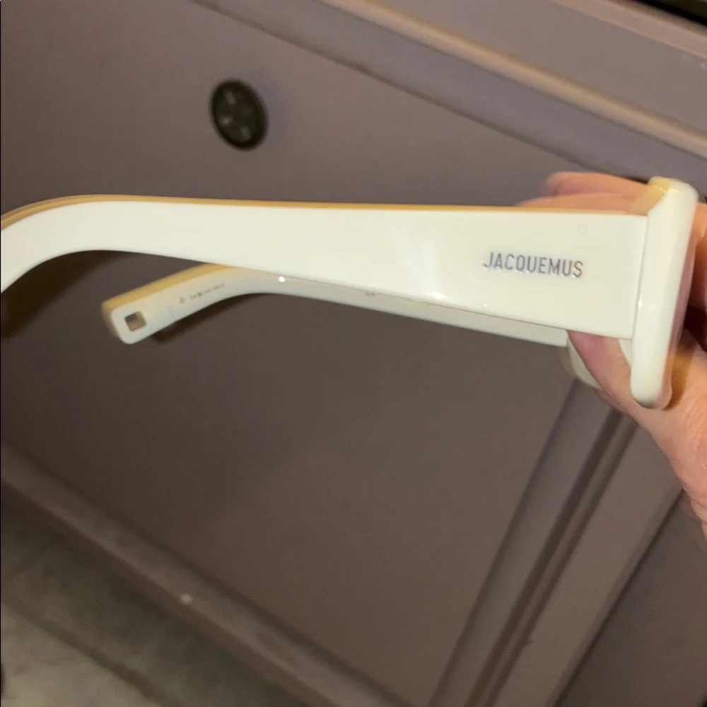 Jacquemus Cream Rectangular Sunglasses - Picture 4 of 5